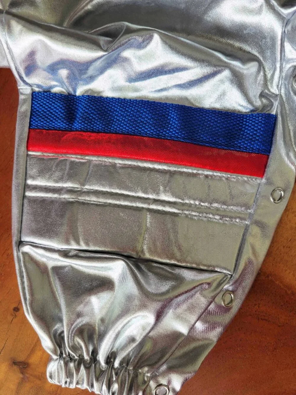 Pottery Barn Kids Astronaut Costume Jumpsuit Silver Metallic Blue Belt 12-24M